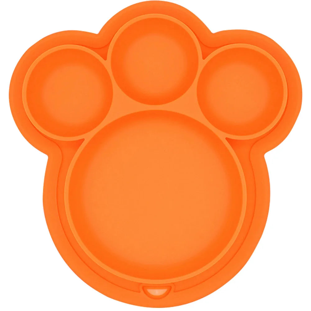 Plato de silicona de grado alimenticio para niños, plato para el hogar, plato para bebés, vajilla con forma de pata de oso, cuencos de dibujos animados para entrenamiento de niños, ventosa para niños pequeños