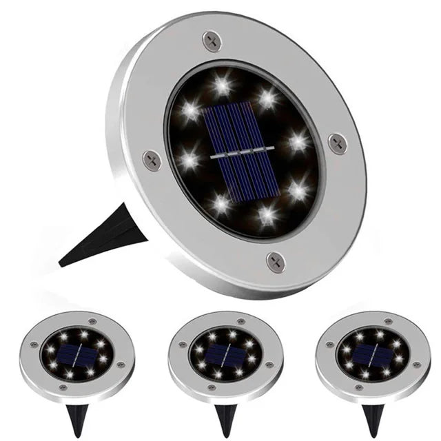 4Pcs Solar Power Disk Light 8LED Ground Lamp Light Spot Lamp for Outdoor Path Way Yard Garden Decking Lawn Waterproof - V.I.P Digital Presence