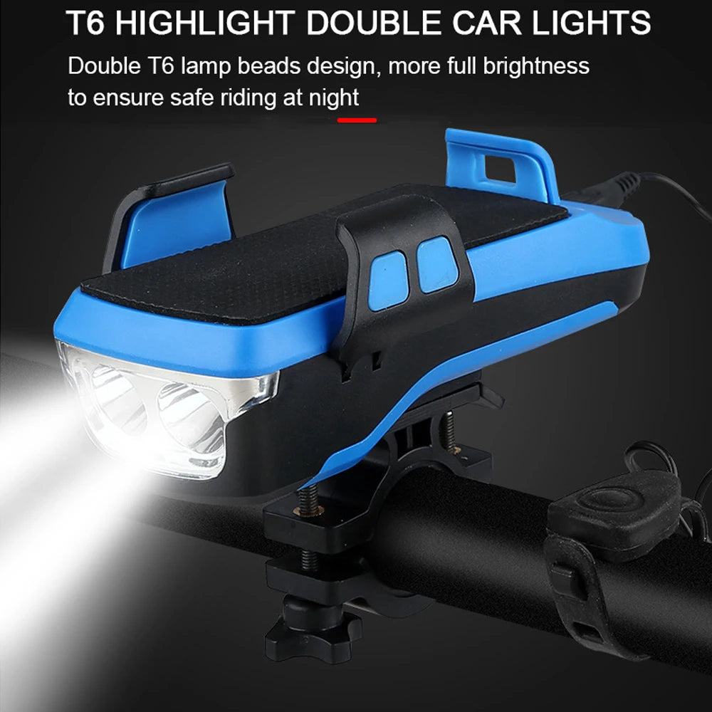 5 IN 1 Multifunction Bicycle Light USB Solar Charging Horn Phone Holder Power Bank Front Lamp For Bicycle Led Lamp Accessories - V.I.P Digital Presence