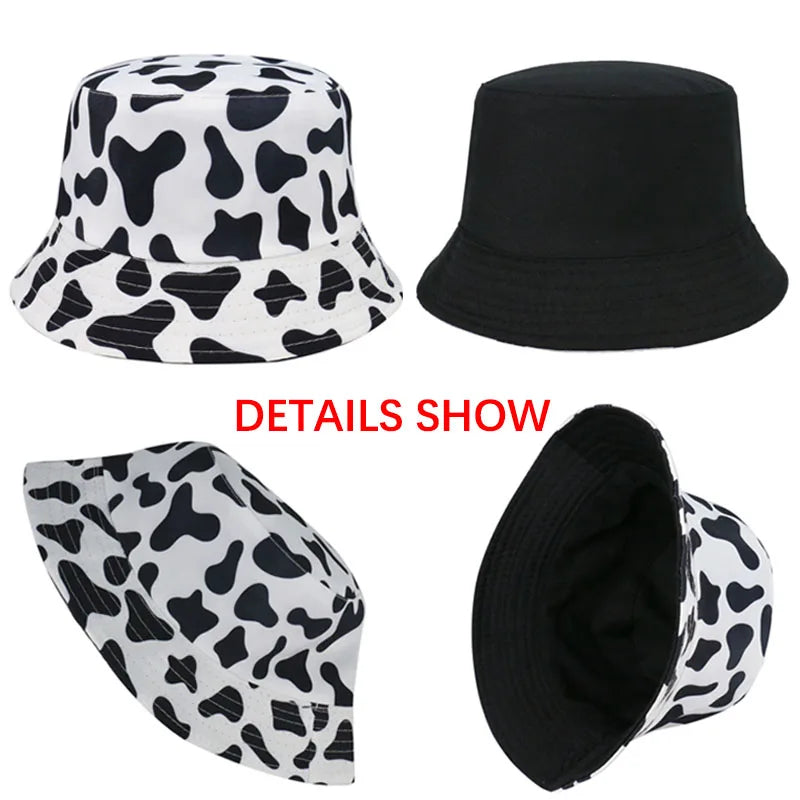 FOXMOTHER New Fashion Reversible Black White Cow Pattern Bucket Hats Fisherman Caps For Women Gorras Summer - V.I.P Digital Presence