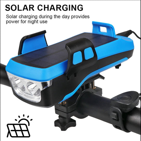5 IN 1 Multifunction Bicycle Light USB Solar Charging Horn Phone Holder Power Bank Front Lamp For Bicycle Led Lamp Accessories - V.I.P Digital Presence