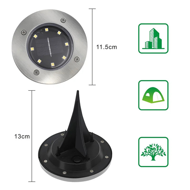 4Pcs Solar Power Disk Light 8LED Ground Lamp Light Spot Lamp for Outdoor Path Way Yard Garden Decking Lawn Waterproof - V.I.P Digital Presence