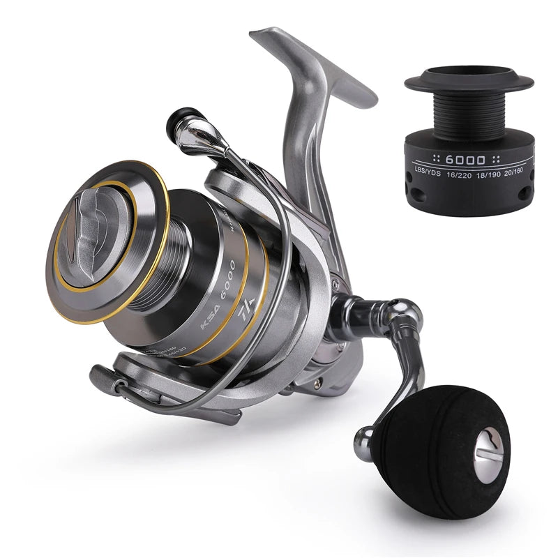 Carrete de pesca de doble bobina 14+1 BB de alta calidad, relación de transmisión 5,5:1, carrete giratorio de alta velocidad para pesca de carpas en agua salada. 
