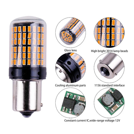 1x 3014 144smd CanBus S25 1156 BA15S P21W LED BAY15D BAU15S PY21W lamp T20 LED 7440 W21W W21/5W led Bulbs For Turn Signal Light - V.I.P Digital Presence