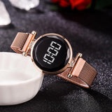 Luxury Digital Magnet Watches For Women Rose Gold Stainless Steel Dress LED Quartz Watch Female Clock Relogio Feminino Drop Ship - V.I.P Digital Presence