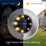 4Pcs Solar Power Disk Light 8LED Ground Lamp Light Spot Lamp for Outdoor Path Way Yard Garden Decking Lawn Waterproof - V.I.P Digital Presence