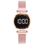 Luxury Digital Magnet Watches For Women Rose Gold Stainless Steel Dress LED Quartz Watch Female Clock Relogio Feminino Drop Ship - V.I.P Digital Presence