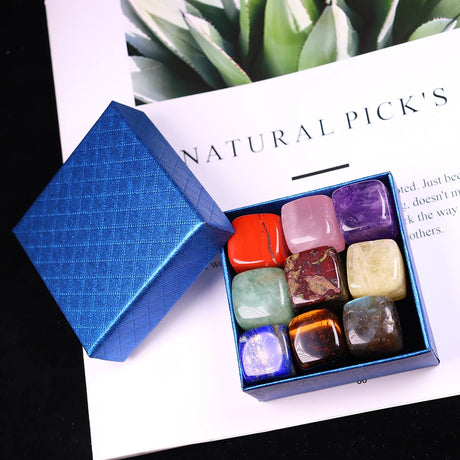 9 Pcs/Set Natural Quartz Fossiles Block Gravel Crystals Agates Education Specimen Aura Stone Aquarium Decoration Gift Box - V.I.P Digital Presence