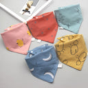Juego de 5 baberos triangulares de algodón doble para bebé, bandana, bata de alimentación, paño para eructar, toalla para saliva. 