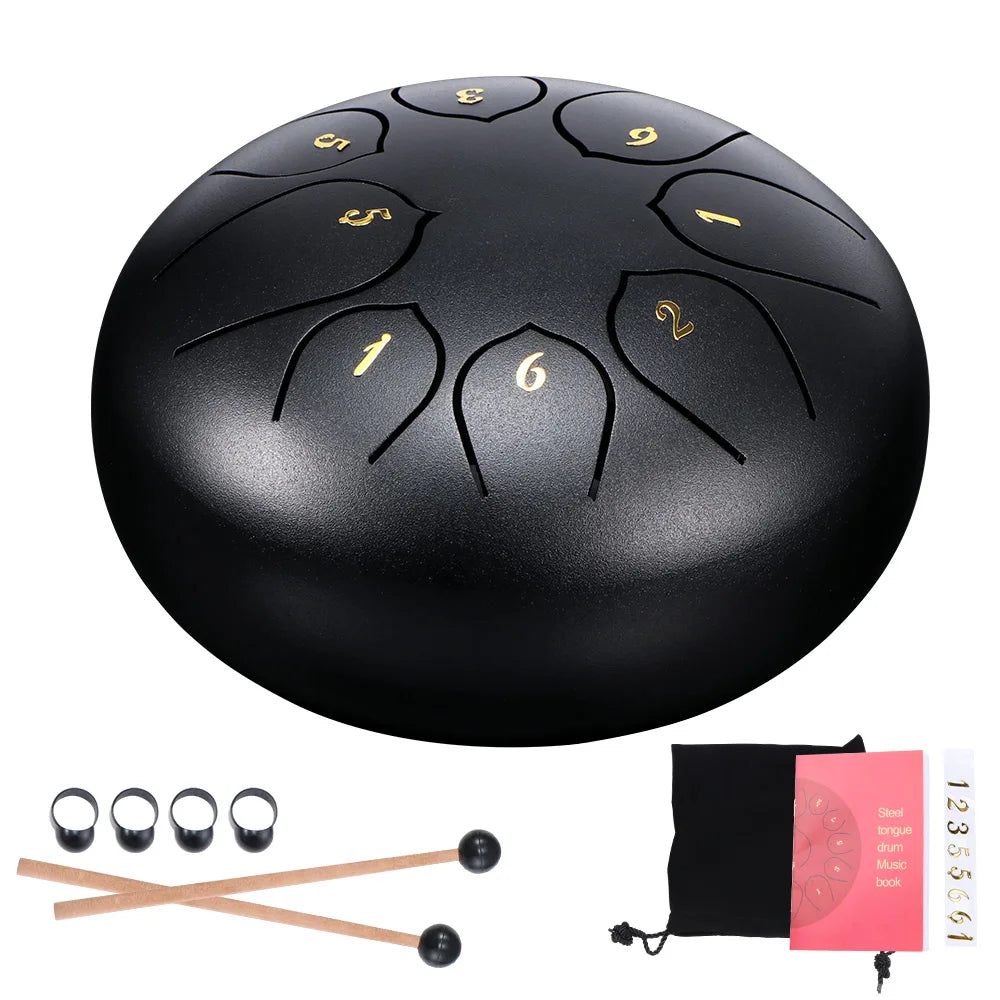 Tongue Drum 6 Inch Steel Tongue Drum Set 8 Tune Hand Pan Drum Pad Tank Sticks Carrying Bag Percussion Instruments Accessories - V.I.P Digital Presence