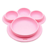 Plato de silicona de grado alimenticio para niños, plato para el hogar, plato para bebés, vajilla con forma de pata de oso, cuencos de dibujos animados para entrenamiento de niños, ventosa para niños pequeños