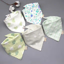 Juego de 5 baberos triangulares de algodón doble para bebé, bandana, bata de alimentación, paño para eructar, toalla para saliva. 