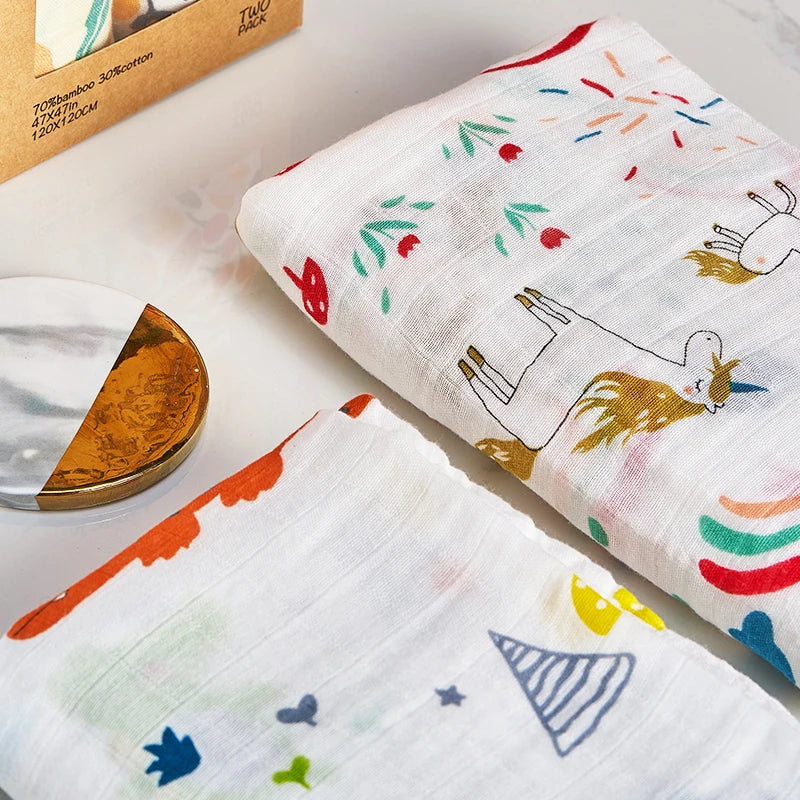 Kangobaby 2pcs/Set Soft Bamboo Cotton Baby Blanket - V.I.P Digital Presence