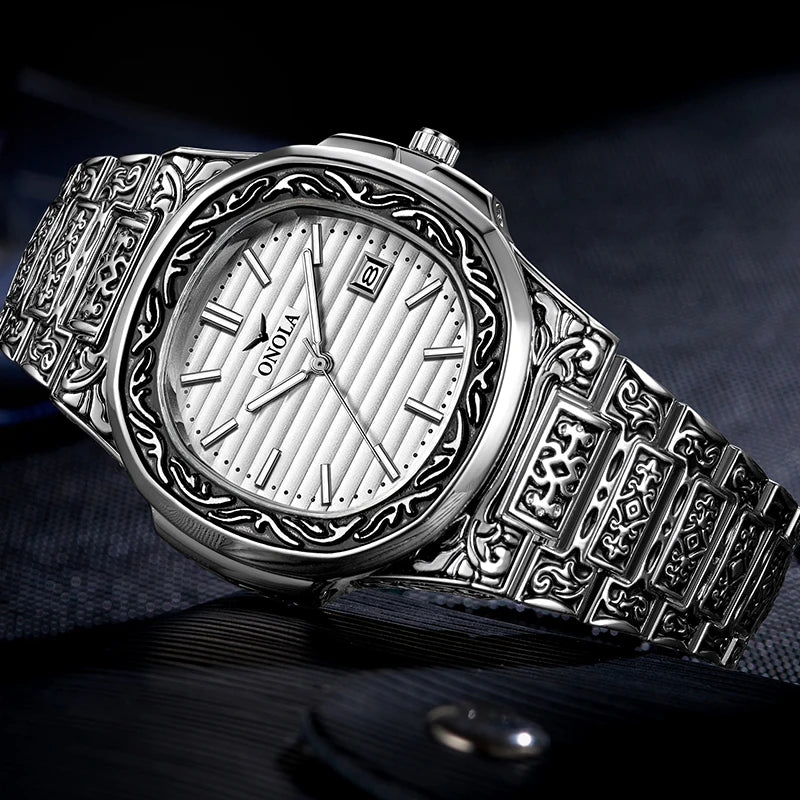 Fashion quartz watch men Brand ONOLA luxury Retro golden stainless steel watch men gold mens watch reloj hombre - V.I.P Digital Presence