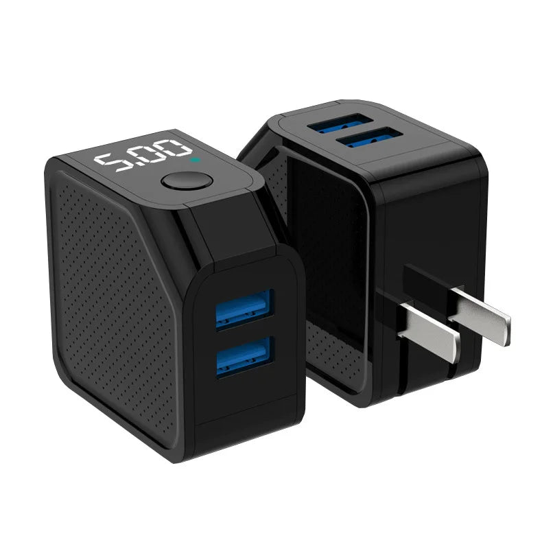 LED Display Intelligent Fast Charging Head Power Adapter Automatic Power-Off Dual USB Cell Phone Charger Quick fast charging - V.I.P Digital Presence