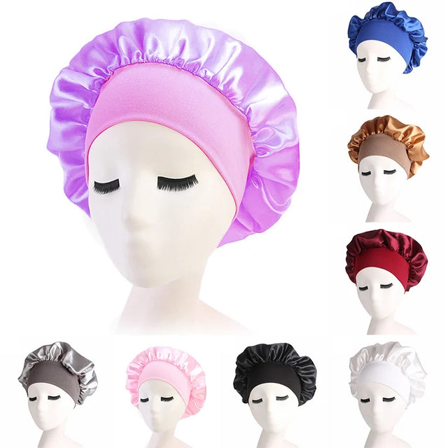 1pc Adjust Solid Satin Bonnet Hair Styling Cap Long Hair Care Women Night Sleep Hat Silk Head Wrap Shower Cap Hair Styling Tools - V.I.P Digital Presence