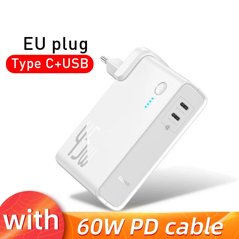 Baseus GaN Power Bank Charger 10000mAh 45W USB C PD Fast Charging 2 in 1 Charger & Battery as One ForiP 11 Pro Laptop ForXiaomi - V.I.P Digital Presence