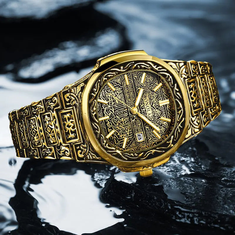 Fashion quartz watch men Brand ONOLA luxury Retro golden stainless steel watch men gold mens watch reloj hombre - V.I.P Digital Presence