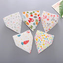 Juego de 5 baberos triangulares de algodón doble para bebé, bandana, bata de alimentación, paño para eructar, toalla para saliva. 