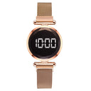 Luxury Digital Magnet Watches For Women Rose Gold Stainless Steel Dress LED Quartz Watch Female Clock Relogio Feminino Drop Ship - V.I.P Digital Presence