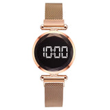 Luxury Digital Magnet Watches For Women Rose Gold Stainless Steel Dress LED Quartz Watch Female Clock Relogio Feminino Drop Ship - V.I.P Digital Presence
