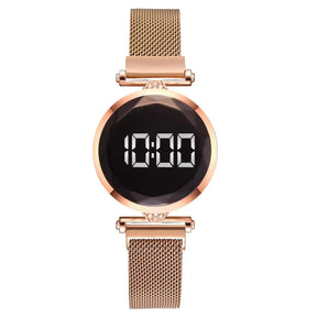 Luxury Digital Magnet Watches For Women Rose Gold Stainless Steel Dress LED Quartz Watch Female Clock Relogio Feminino Drop Ship - V.I.P Digital Presence