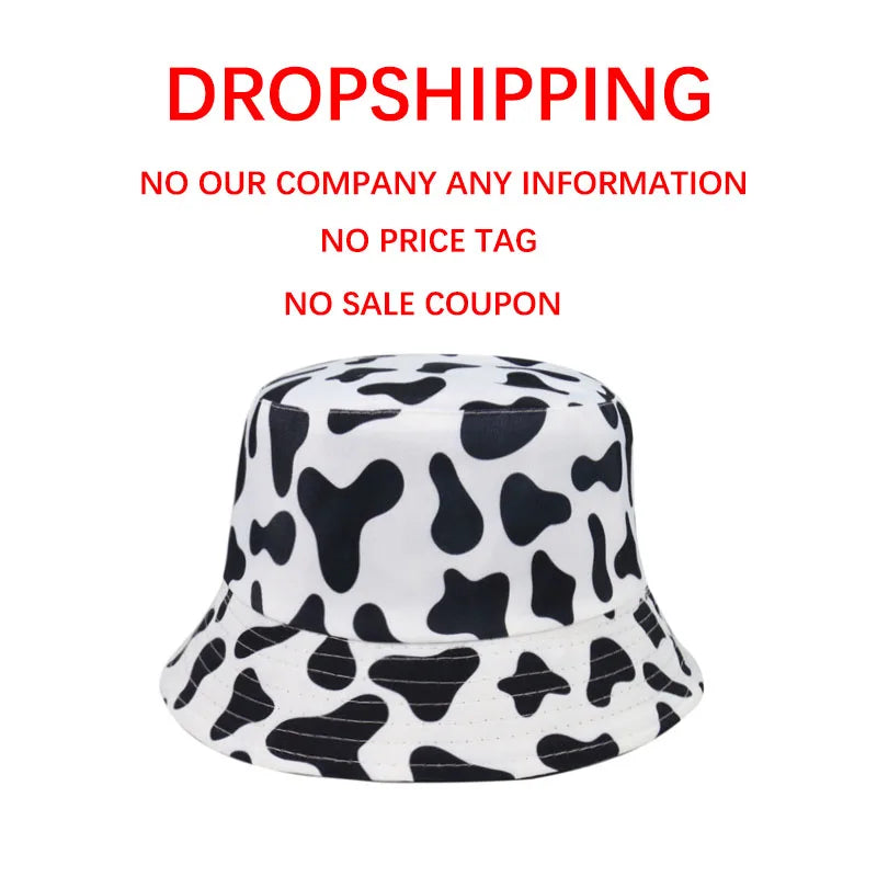 FOXMOTHER New Fashion Reversible Black White Cow Pattern Bucket Hats Fisherman Caps For Women Gorras Summer - V.I.P Digital Presence