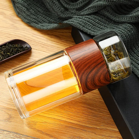 Portable Double Wall Glass Tea Mug Coffee Travel Cup Infuser Drink Bottle Tumbler Drinkware Eco-Friendly - V.I.P Digital Presence