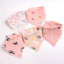 Juego de 5 baberos triangulares de algodón doble para bebé, bandana, bata de alimentación, paño para eructar, toalla para saliva. 