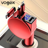Vogek 3-in-1 Car Charger 60W Super Fast Charging for iPhone Xiaomi Huawei Samsung with Telescopic Charging Cables and Adapters - V.I.P Digital Presence