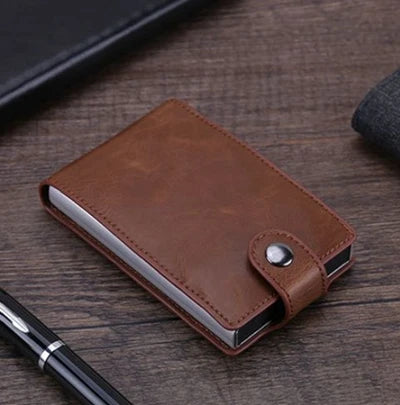 Hot sale Women Men RFID Card Holders Stack Up Pull Out Mini Cascading Wallet ID Cash Cardholder Crazy Horse PU Leather Purses - V.I.P Digital Presence