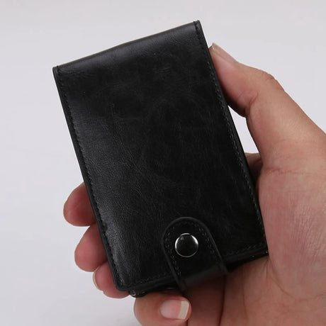 Hot sale Women Men RFID Card Holders Stack Up Pull Out Mini Cascading Wallet ID Cash Cardholder Crazy Horse PU Leather Purses - V.I.P Digital Presence