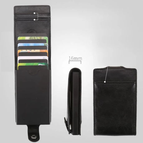 Hot sale Women Men RFID Card Holders Stack Up Pull Out Mini Cascading Wallet ID Cash Cardholder Crazy Horse PU Leather Purses - V.I.P Digital Presence