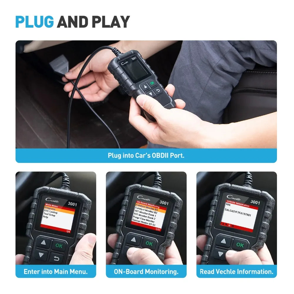 X431 Creader 3001 Full OBD2 OBDII Code Reader Scan tools OBD 2 CR3001 Car Diagnostic tool PK AD310 NL100 OM123 Scanner - V.I.P Digital Presence
