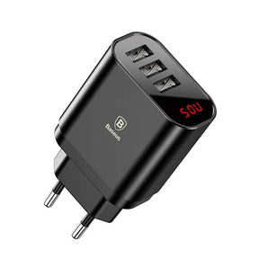 LED Display 3 USB Charger, Baseus Mobile Phone USB Charger Fast Charging Wall Charger For iPhone Samsung Xiaomi 3.4A Max Charger - V.I.P Digital Presence