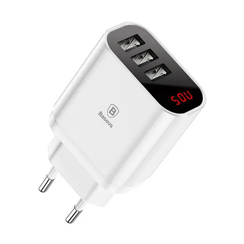 LED Display 3 USB Charger, Baseus Mobile Phone USB Charger Fast Charging Wall Charger For iPhone Samsung Xiaomi 3.4A Max Charger - V.I.P Digital Presence