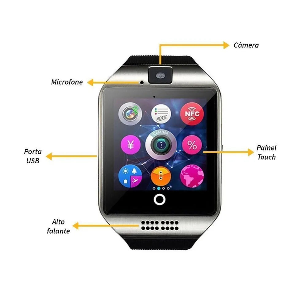 Bluetooth Smart Watch Q18 With Camera Facebook Whatsapp Twitter Sync SMS Smartwatch Support SIM TF Card For IOS Android - V.I.P Digital Presence