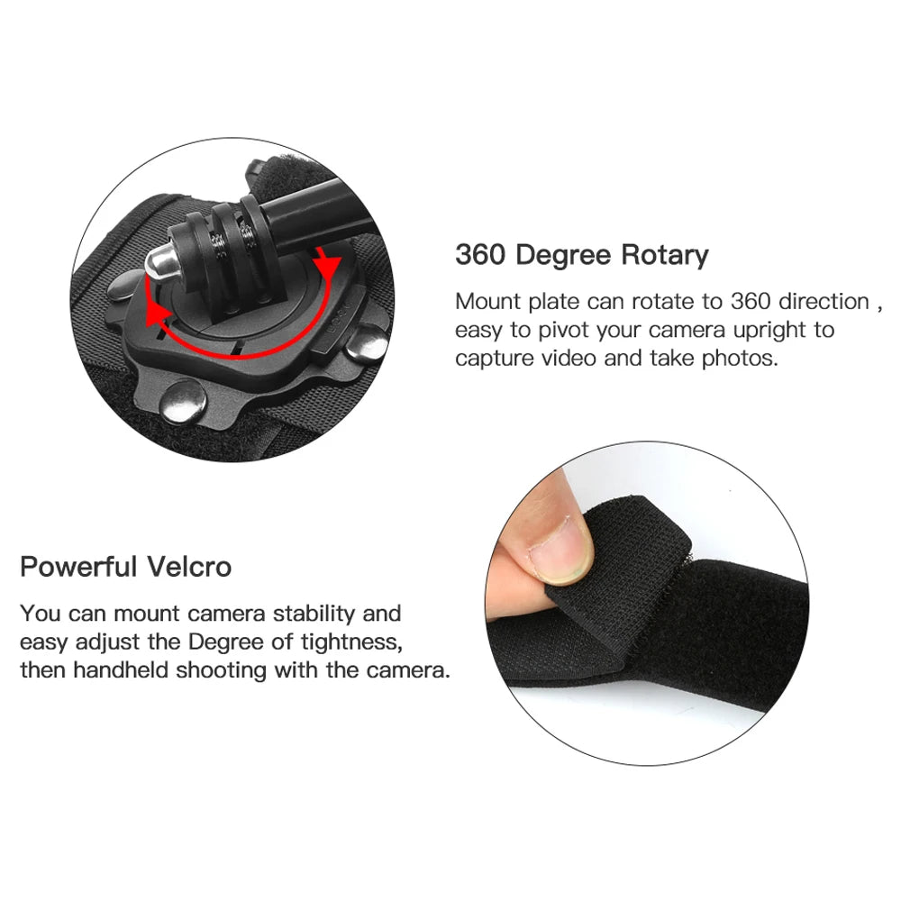 Correa de muñeca con rotación de 360 ​​grados para GoPro Hero 7, 5, 6, 4 Session, Xiaomi Yi 4K Lite, SJ4000, H9, accesorio para Go Pro