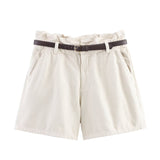 A-line belt denim casual shorts for women - V.I.P Digital Presence