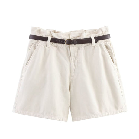 A-line belt denim casual shorts for women - V.I.P Digital Presence