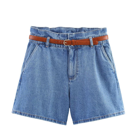 A-line belt denim casual shorts for women - V.I.P Digital Presence