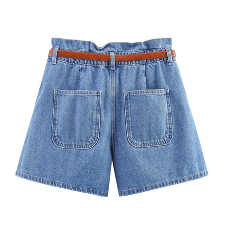 A-line belt denim casual shorts for women - V.I.P Digital Presence