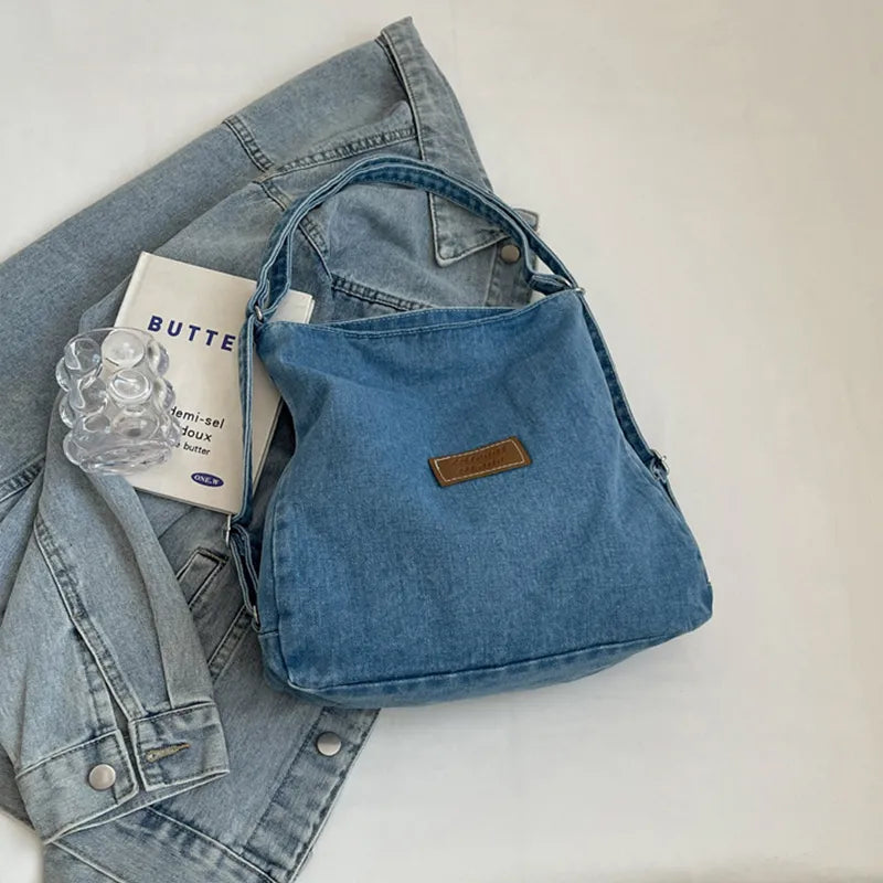Adjustable Strap Denim Shoulder Bag - V.I.P Digital Presence