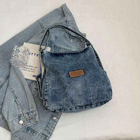 Adjustable Strap Denim Shoulder Bag - V.I.P Digital Presence