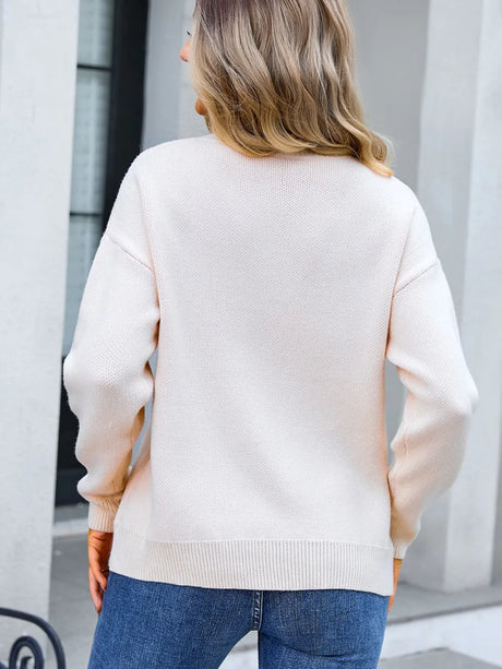 Angel Wings Bow Round Neck Dropped Shoulder Sweater - V.I.P Digital Presence