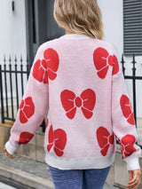 Angel Wings Bow Round Neck Dropped Shoulder Sweater - V.I.P Digital Presence