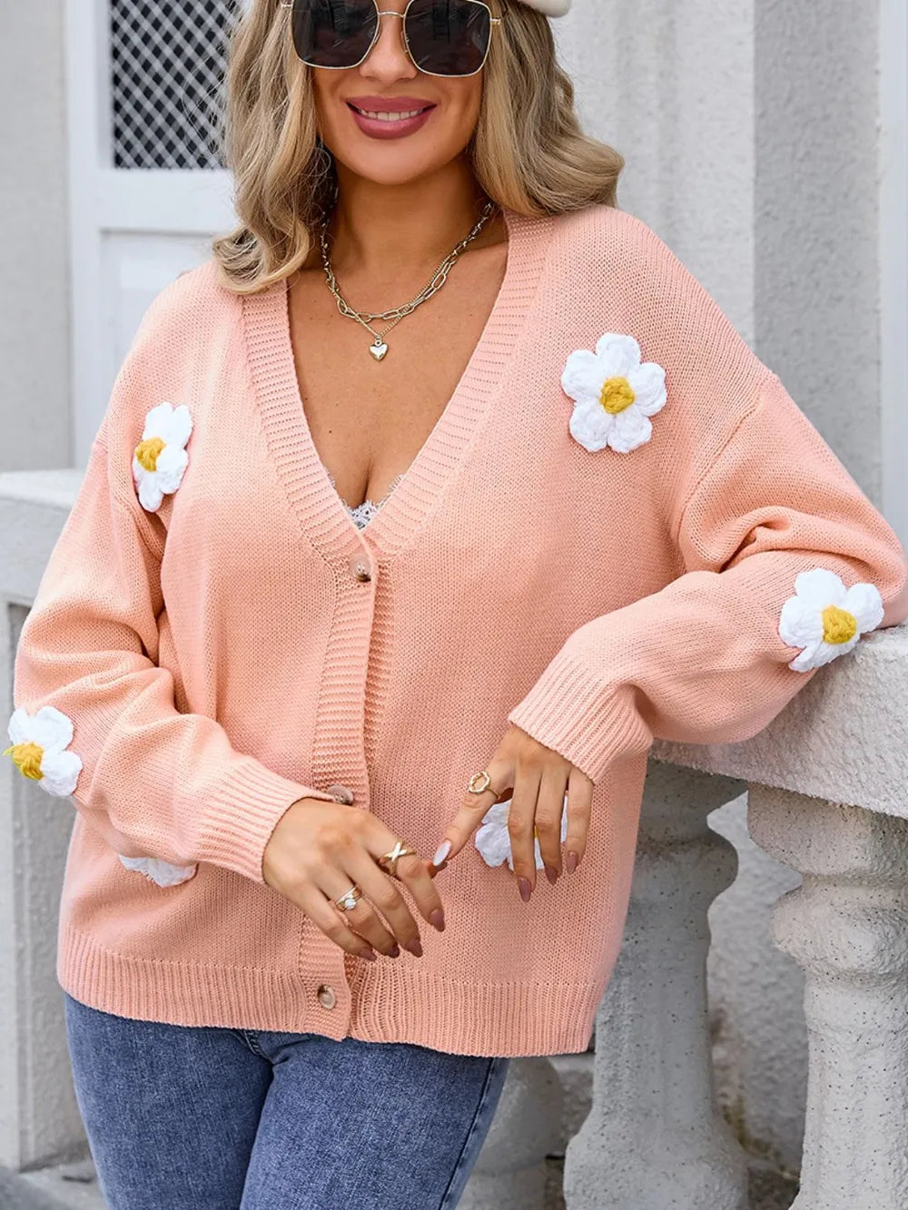 Angel Wings Crochet Flower Button Up Cardigan - V.I.P Digital Presence