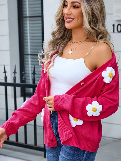 Angel Wings Crochet Flower Button Up Cardigan - V.I.P Digital Presence