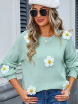 Angel Wings Flower Round Neck Long Sleeve Sweater - V.I.P Digital Presence