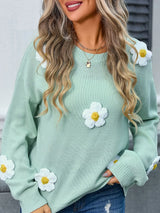 Angel Wings Flower Round Neck Long Sleeve Sweater - V.I.P Digital Presence